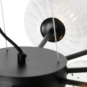 Závesné svietidlo čierne s dymovým a čírym sklom 13-žiarovkové - Bonnie