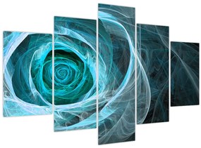 Obraz - Abstraktné ruže modrá s čiernym pozadím (150x105 cm)