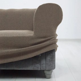 Super strečové poťahy HARMONIA oriešková sedačka s otomanom vpravo (š. 210 - 320 cm)