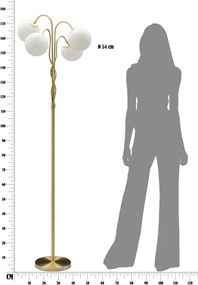 Biela/v zlatej farbe stojacia lampa so skleneným tienidlom (výška 176 cm) Glamy – Mauro Ferretti