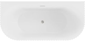 Mexen Sella, voľne stojaca vaňa ku stene, drážkovaná, 150 x 75 cm, biela matná, brúsená oceľ, 52711507501-97