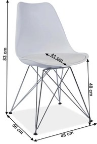 Jedálenská stolička Metal 2 New - biela / chróm