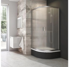 Ravak 3B240U40ZG - Sprchový kút štvordielny štvrťkruhový BLIX 80x80 cm satin