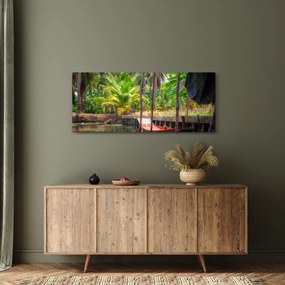 Obraz - Drevená loď na kanáli, Thajsko (120x50 cm)
