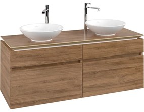 VILLEROY &amp; BOCH Legato závesná skrinka pod dve umývadlá na dosku, 4 zásuvky, 1400 x 500 x 550 mm, Oak Kansas, B59200RH