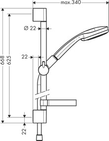 Hansgrohe Croma 100, sprchová súprava Multi so sprchovou tyčou 65 cm a miskou na mydlo, chrómová, HAN-27775000