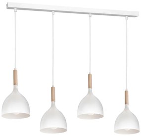 Luster na lanku NOAK WOOD 4xE27/15W/230V biela/buk