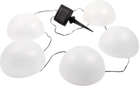 Exteriérové solárne svietidlo Hemi, 5x biele plastové tienidlo