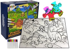 LEAN TOYS Puzzle na vymaľovanie Dinosaury 24 kusov