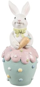 Jarná dekorácia králiček s mrkvičkou v zelenom vajíčku - Ø 7*16 cm