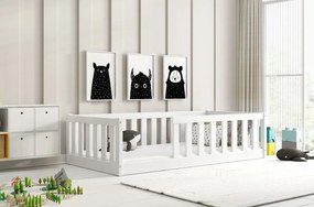 Detská Montessori posteľ z masívu borovice BELLA 160x80 cm - biela