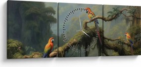 Obraz - Tropický les (s hodinami) (90x30 cm)
