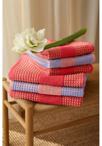 Červený froté uterák z Bio bavlny 50x100 cm Check – JUNA