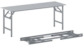Konferenčný stôl FAST READY, 170x50 cm, sivostrieborná podnož, sivá