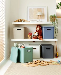 Rotho 2. akosť - Úložný box, rovný s vekom, 27l, modrá ALBU LIGHT, 37x29x30