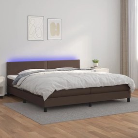 Boxspring posteľ s matracom a LED hnedá 200x200 cm umelá koža 3134186