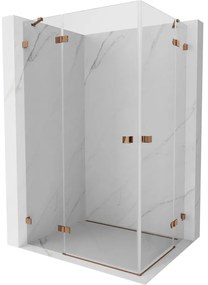 Mexen Lunar Duo, výklopný sprchový kút 110 x 95 cm, 8mm číre sklo, profil ružové zlato, 834-110L-095P-60-00