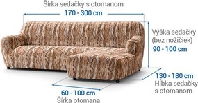 Bielastické poťahy OCEANO NOVÉ tehlové sedačka s otomanom vpravo (š. 170 - 300 cm)