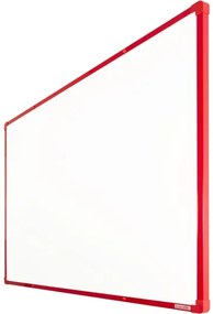 Biela magnetická popisovacia tabuľa s keramickým povrchom boardOK, 1200 x 900 mm, červený rám