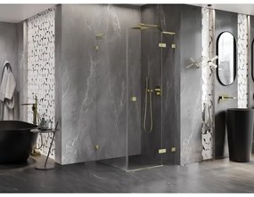 Mexen Lunar L, 1-krídlový sprchový kút, pravý, 80 x 80 cm, 8mm číre sklo, zlatý matný profil, 834L-080-080-55-00-P