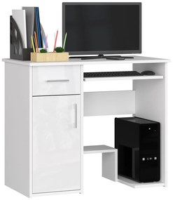 PC stolík Jaloms (biela + biely lesk). Akcia -14%. Vlastná spoľahlivá doprava až k Vám domov. 1068712