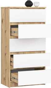 Komoda Kuba 60 cm - 5 zásuviek dub artisan/biela