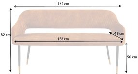 Lavička Paris 160cm horčicovo žltý zamat