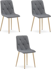 Set troch jedálenských stoličiek LIBRA tmavosivé / hnedé nohy (3 ks)