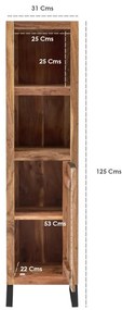 furniture-nabytek.cz - Masivní koupelnová vysoká skříňka Sydney z akácie, lakovaná, hnědá