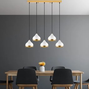 Luster na lanku YILDO 5xE27/40W/230V biela/zlatá