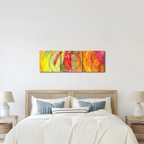Obraz abstrakcie - maľba (s hodinami) (90x30 cm)