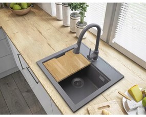 Gamma Modern 5055, 1-komorový granitový drez 560x500x210 mm, šedá, GMA-ZM-55-G
