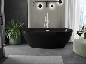 Mexen Eris, voľne stojaca vaňa 170 x 80 cm, čierna,  biely prepad, 53441708070-20