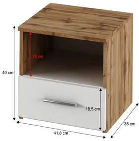 Nočný stolík (2 ks) Gaila (dub wotan + biela). Vlastná spoľahlivá doprava až k Vám domov. 1015393