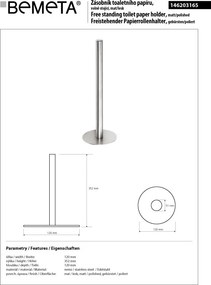 Bemeta Design NEO: Držiak toaletného papiera, rezervný, nerez, mat - 146203165