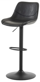 Barová stolička STEIN — kov, ekokoža, čierna