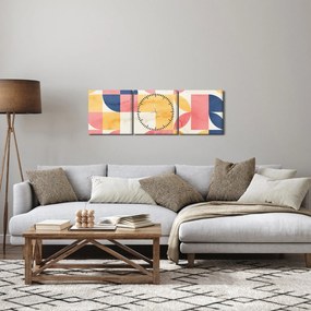 Obraz - Abstrakcia s retro vzormi (s hodinami) (90x30 cm)