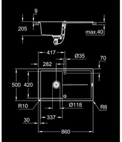 GROHE 31640AP0 - Kompozitný drez K400 860 × 500 mm granit/čierna