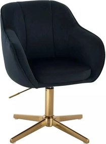 LuxuryForm DESIGN Stolička AVOLA VELUR na zlatom kríži - čierna