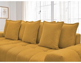 Ženilková rozkladacia/s úložným priestorom rohová pohovka v horčicovej farbe (ľavý roh/s leňoškou) Everest – Bobochic Paris