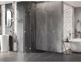 Mexen Lunar, polkruhový výklopný sprchový kút 90 x 90 cm, 8mm číre sklo, oceľový profil, 833-090L-090P-97-00