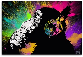 Gario Obraz na plátne Banksy farebná opica Rozmery: 90 x 60 cm