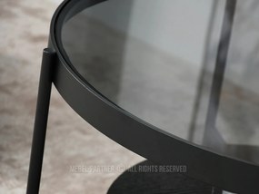 Konferenčný stolík Freya (dymové sklo čierne + čierna). Akcia -20%. Vlastná spoľahlivá doprava až k Vám domov. 1111609