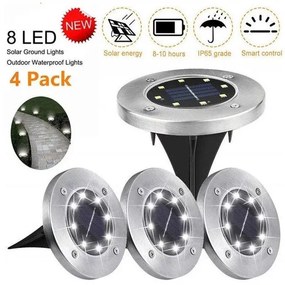 Zaparkorun Solárne záhradné LED svetlá - 8 LED - studená biela - 4 ks