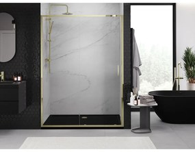 Mexen Exo, posuvné sprchové dvere 140 cm, číre sklo, zlatá, 8151-140-000-50-00