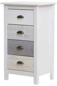 Vysoká bielo-sivá komoda so 4 zásuvkami Marckeric Romantica, 46 × 80 cm