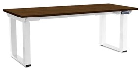 Výškovo nastaviteľný stôl OfficeTech Strong 180 x 80 cm, biela podnož, orech