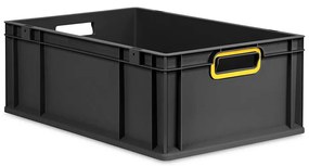 Sada 4 kusov - Eurobox Next Gen 2.0 Cycle - Stohovateľný kontajner s otvorenými rukoväťami - Žltý - 600 x 400 x 220 mm - Antracit