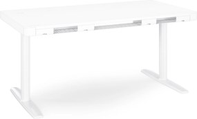 Elektrický písací stôl sit-stand so zásuvkou a bezdrôtovou nabíjačkou Qi biely, 1400 mm: ELLIS