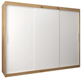 Šatníková skriňa 250 cm Toki (Dub artisan + Biela matná). Vlastná spoľahlivá doprava až k Vám domov. 1064867